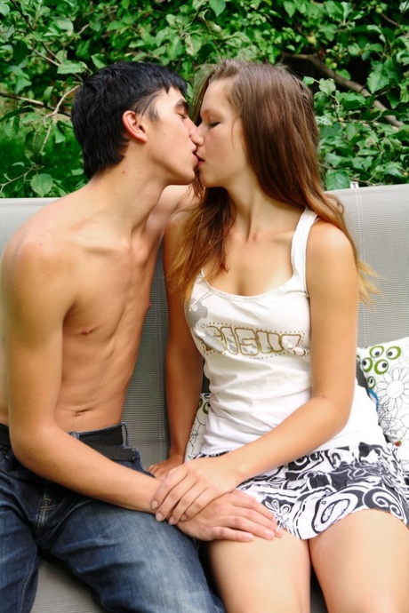 Young girl receives a facial cumshot after sex on a backyard swing 20268746
