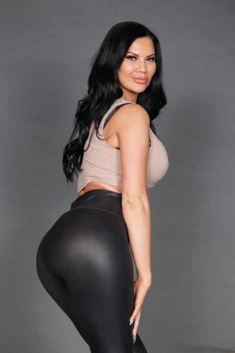 Dark-haired MILF remove leather pants before interracial sex at a gloryhole 75728253