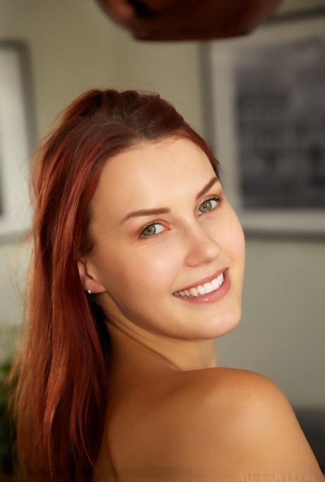 Sexy redhead Charlie Red bares her phat ass and bald slit in a dining room 44324906