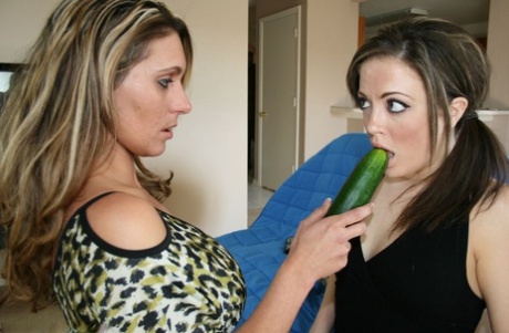 Older slut teaches stepdaughter to suck cock using cucumber and hubby's dick 84809071