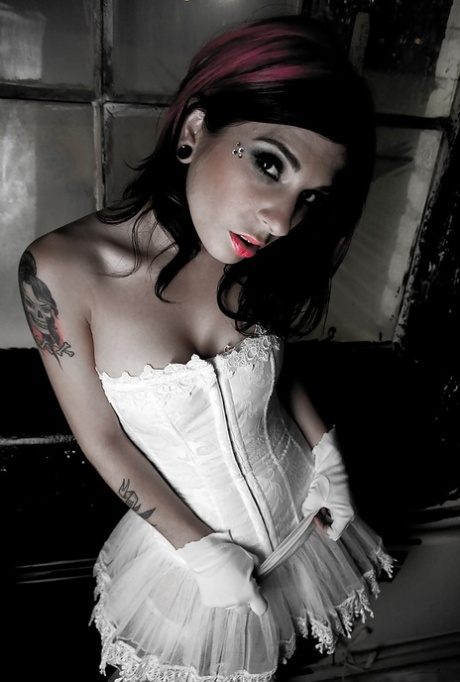 Amateur milf babe with sexy tattoos Joanna Angel shows off in lingerie 88830267
