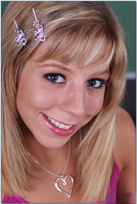 Adorable coed cutie Chastity Lynn showing off lean body in the class 48987090